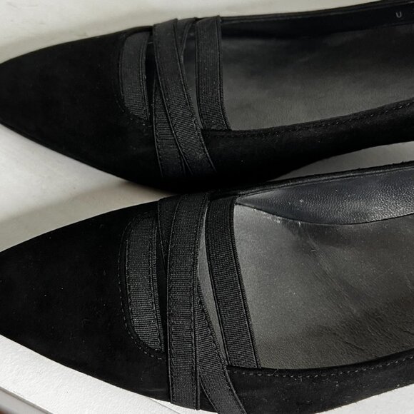 Stuart Weitzman Black Pointed Toe Suede Kitten Heel  Pumps Size 9.5 - Picture 7 of 8